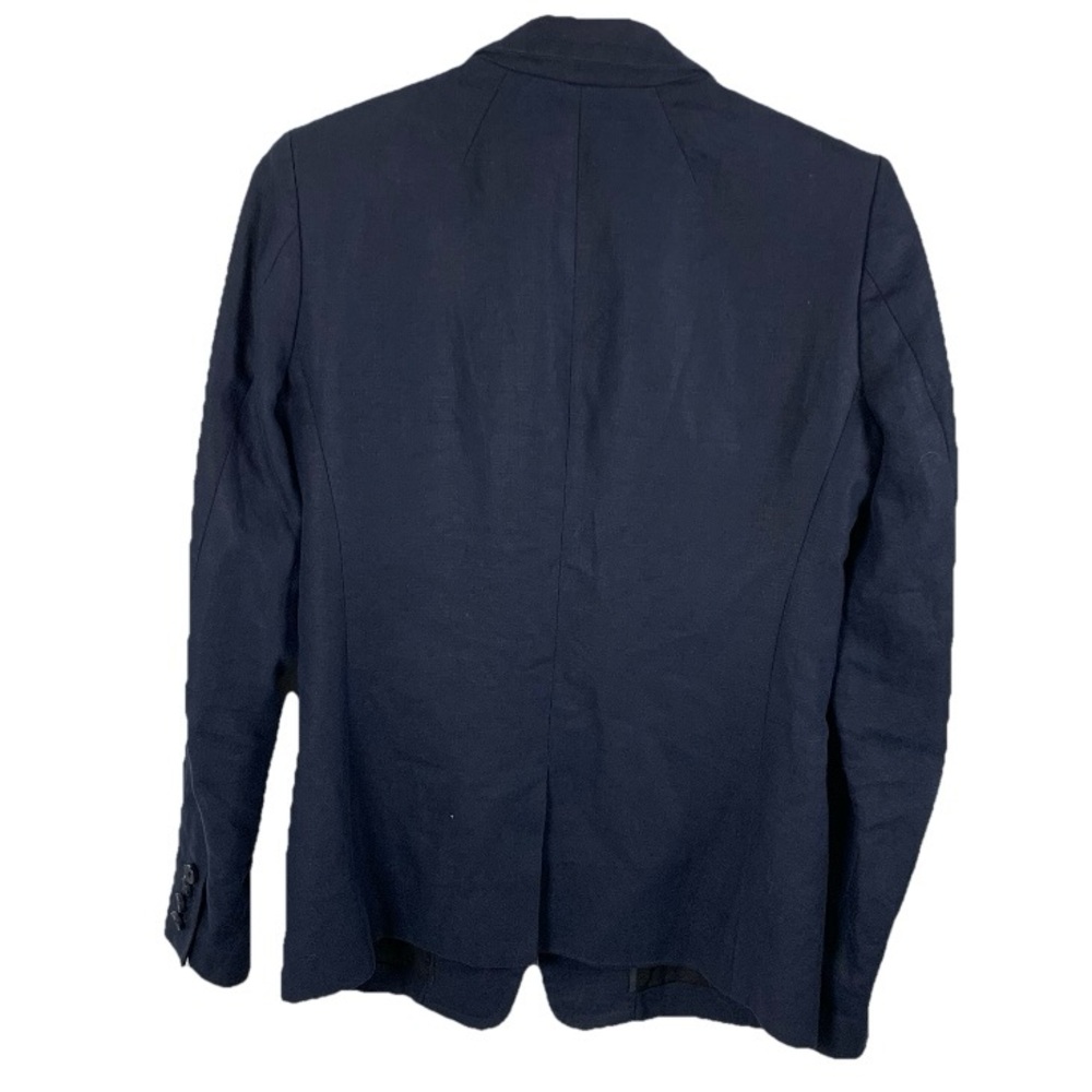 J. Crew Linen Blazer Women Sz 2 Navy‎ Blue Structured Work Capsule Wardrobe - Picture 2 of 13